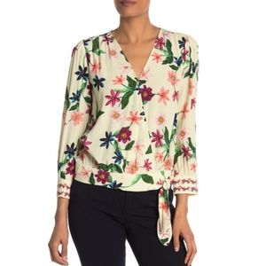 Laundry by Shelli Segal Floral Wrap Blouse Top
